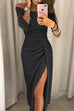 Febedress Off Shoulder Waisted Slit Glitter Party Dress