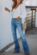 Febedress Flare Bottoms Ripped Buttons Jeans