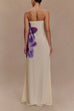 Febedress Elegant Strapless Floral Print Maxi Dress