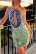 Febedress Halter Cut Out Open Back Sequin Mini Dress