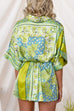 Button Up Tie Waist Paisley Print Romper