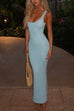 Febedress U Neck Sleeveless Sequin Bodycon Maxi Dress