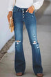 Febedress Flare Bottoms Ripped Buttons Jeans