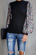 Febedress Creneck Sequin Lantern Sleeve Knitting Blouses