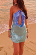 Febedress Halter Cut Out Open Back Sequin Mini Dress
