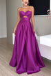 Febedress Strapless Lace-up High Slit Satin Maxi Party Dress