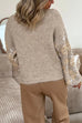 Crewneck Drop Shoulder Sequin Embellished Pullover Sweater