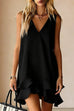 Febedress V Neck Sleeveless Ruffle Layered Mini Dress