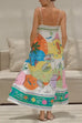 Febedress Spaghetti Strap High Waist Tropic Print Maxi Holiday Dress