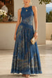 Febedress Crewneck Sleeveless Printed Flowy Maxi Dress