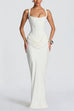 Febedress Sleeveless Ruched Solid Bodycon Maxi Dress