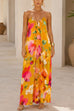 Sleeveless Open Back Floral Print Wide Leg Jumpsuit
