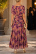 Febedress V Neck Ruched Floral Print Maxi Dress