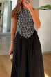 Febedress Crewneck Sleeveless Glitter Sequin Splice Maxi Dress