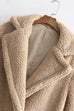 Febedress Notch Lapel Double Breasted Pocketed Fuzzy Fleece Coat