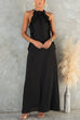 Febedress Sleeveless Linen Blend Ruffle Pocketed Maxi Dress