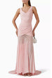 V Neck Sleeveless Splice Ruched Maxi Dress