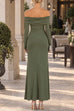 Off Shoulder Long Sleeves Knot Detail Maxi Dress