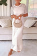 Febedress Crewneck Hollow Out Maxi Vacation Dress with Detachable Liner