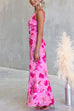 One Shoulder Sleeveless Floral Print Slit Maxi Dress