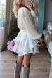 Febedress Lantern Long Sleeves Waisted Ruffle Mini Dress