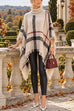 Febedress Chicest Tassel Lattice Cloak Poncho Sweater (A)