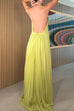Halter Neck Open Back Pleated Maxi Dress
