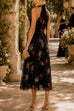 Febedress Sleeveless High Waist Floral Print Flowy Midi Dress
