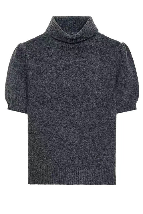 Febedress High Neck Puff Short Sleeves Sweater Top