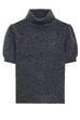 Febedress High Neck Puff Short Sleeves Sweater Top