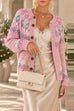 Febedress Button Down Printed Sweater Cardigan