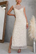 Sleeveless Side Slit Sequin Maxi Dress with Inner Lining