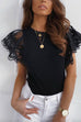 Febedress Crewneck Lace Ruffle Short Sleeves Top