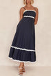 Febedress Spaghetti Strap Ric Rac Trim Swing Maxi Dress