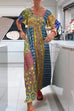 Febedress Round Neck Short Sleeves Printed Maxi Dress