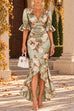 Febedress V Neck Floral Print High Low Hem Maxi Dress