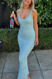 Febedress U Neck Sleeveless Sequin Bodycon Maxi Dress