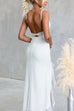 Glitter V Neck Backless Ruffle Slit Maxi Cami Dress