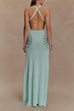 V Neck Sleeveless Open Back Knit Maxi Dress with Sequin
