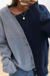 Febedress Asymmetric Button Down Color Block Sweater