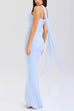 Febedress Ruched Strapless Corset and Bodycon Maxi Skirt Set with Scarf