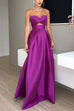 Febedress Strapless Lace-up High Slit Satin Maxi Party Dress