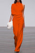 Febedress One Shoulder Waisted Wide Leg Jumpsuit