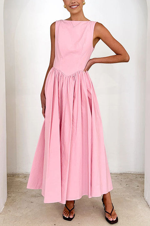 Febedress Sleeveless Open Back Swing Midi Dress