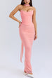 Febedress Ruched Strapless Corset and Bodycon Maxi Skirt Set with Scarf