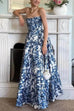 Febedress Strapless Back Lace-up Print Maxi Party Dress