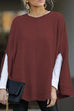 Febedress Solid Crewneck Batwing Sleeve Cloak Pullovers