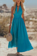 West Resort V Neck Sleeveless Cotton Linen Dress