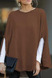 Febedress Solid Crewneck Batwing Sleeve Cloak Pullovers