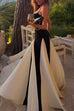 Febedress Spaghetti Strap Low Cut Color Block Swing Maxi Dress
